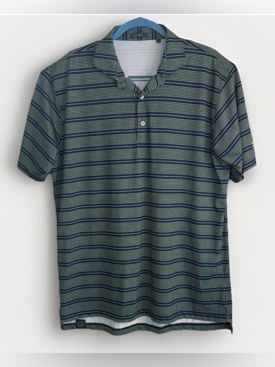 turtleson Other - Turtleson Men's L Green Blue White Geometric Golf Polo Shirt Stoneridge Naples